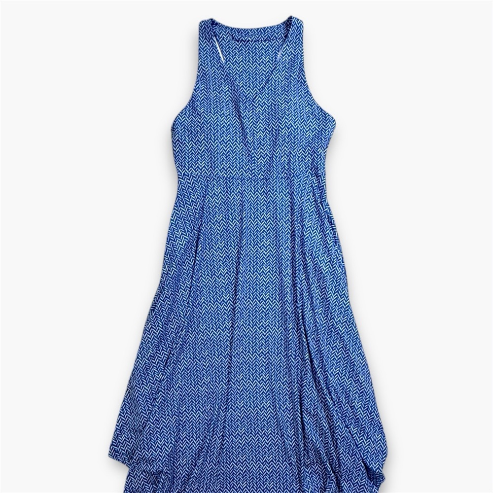 Krimson Klover Piper Dress Large Blue UPF 40 Stretch Athletic Bra Pockets Midi - Picture 10 of 13